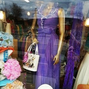 🔴SOLD🔴Miss Elliott Grape Swiss Dot Maxi Dress